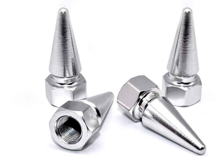 4 LONG CHROME SPIKED VAVLE STEM CAPS